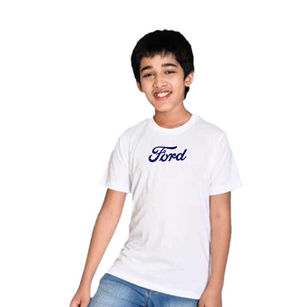 Ford Kid's Round Neck T-shirt - White